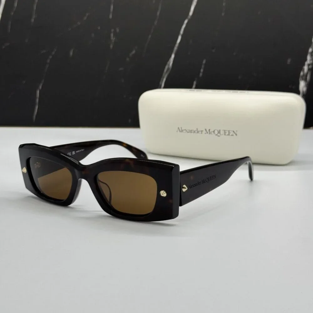 NEW AM0426S 002 ALEXANDER MCQUEEN HAVANA SQUARE UNISEX SUNGLASSES